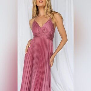 NWT Satin Crinkle Maxi Dress in Mauve  Large